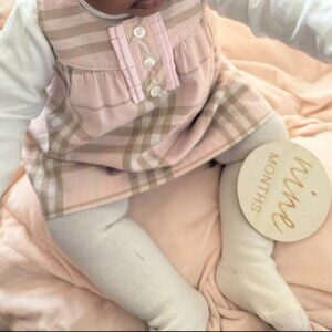 Burberry Pink and Grey plaid Infant Dress 9months
